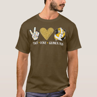 T-shirt Peace Love Guinée Pigs En Tenue Pour Guinéen Pig L