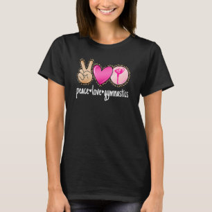 T-shirt Peace Love Gymnastique Empreinte de léopard Filles