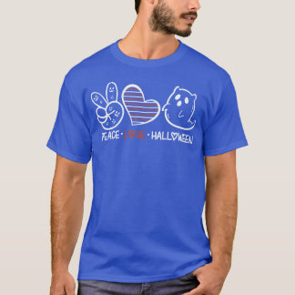 T-shirt Peace Love Halloween rétro