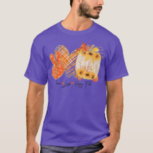 T-shirt Peace Love Happy Fall Citrouille Sunflower Vintage