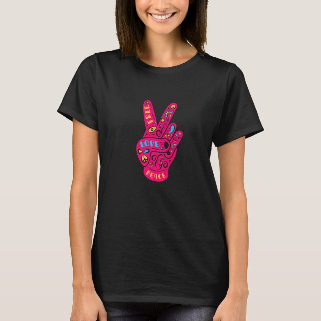 T-shirt Peace Love Harmony Victory Signe de la main Peace  (Devant)