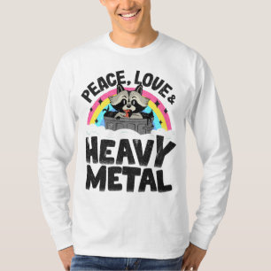 T-shirt Peace Love & Heavy Metal Raccoon Kids Band Metal R
