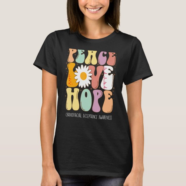 T-shirt Peace Love Hope Craniofacial Acceptance (Devant)