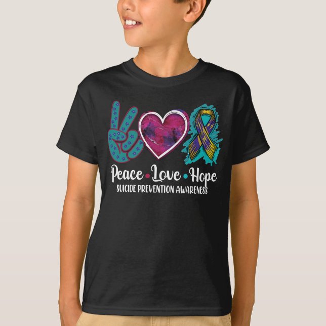 T-shirt Peace Love Hope Prévention du suicide (Devant)