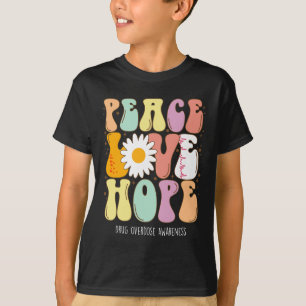T-shirt Peace Love Hope Purple Ribbon médicament surdose