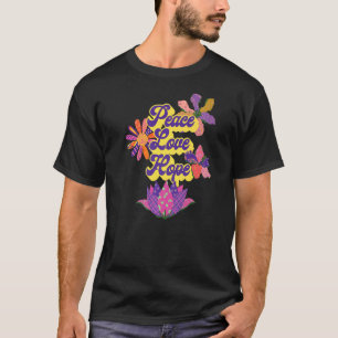 T-shirt Peace Love Hope Retro Vintage Boho Hippie Trippy F