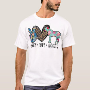 T-shirt Peace Love Horses Drôle Tee pour Cheval Lover T-Sh