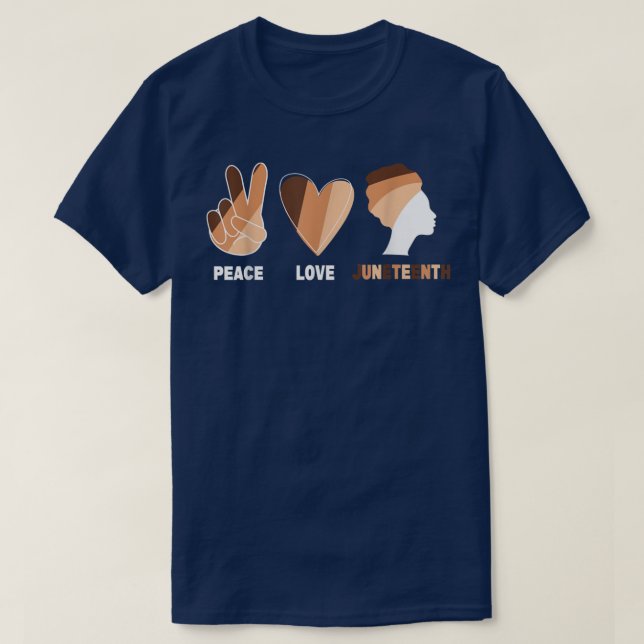 T-shirt Peace Love Junetdix Pride Black History Mois 36 (Design devant)
