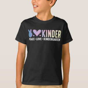 T-shirt Peace Love Kindergarten Retour À L'École Drôle