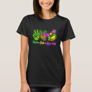 T-shirt Peace Love King Cake Mardi Gras