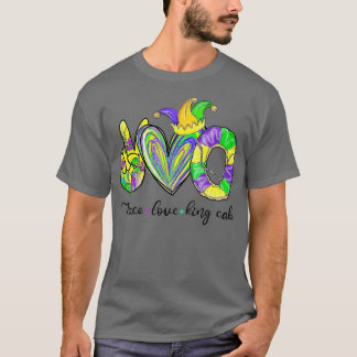 T-shirt Peace Love King Cake Mardi Gras Hommes Femmes Enfa