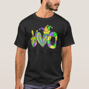 T-shirt Peace Love King Cake Mardi Gras Party Carnaval 1
