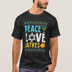 T-shirt Peace Love Latkes Hanoukka Chanukah juif