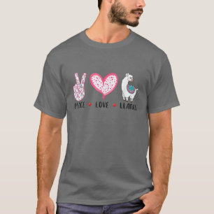 T-shirt Peace Love Llamas. Alpaca de style rétro