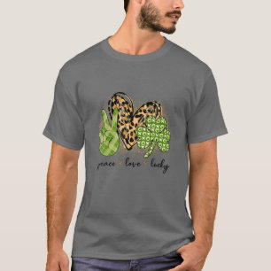 T-shirt Peace Love Lucky Heart Empreinte de léopard Inspir