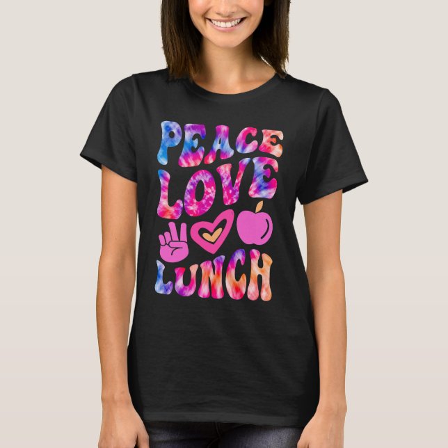 T-shirt PEACE LOVE LUNCH Lady Retro Cafeteria Groovy 100 D (Devant)