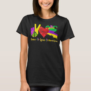 T-shirt Peace love Mardi Gras New Orleans Louisiane Carte 