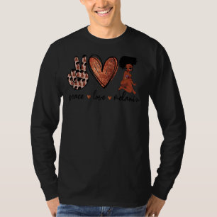T-shirt Peace Love Melanin Black Queen Afro cheveux nature