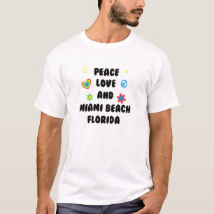T-shirt Peace Love Miami Beach Floride Patriotic Fl Patrio