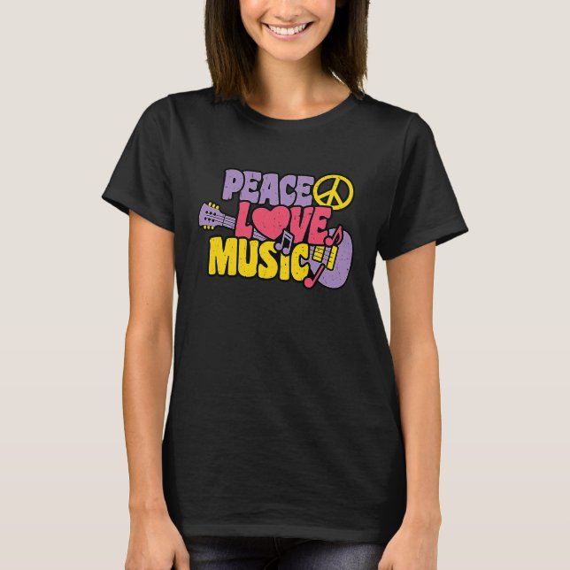 T-shirt Peace Love Music (Devant)