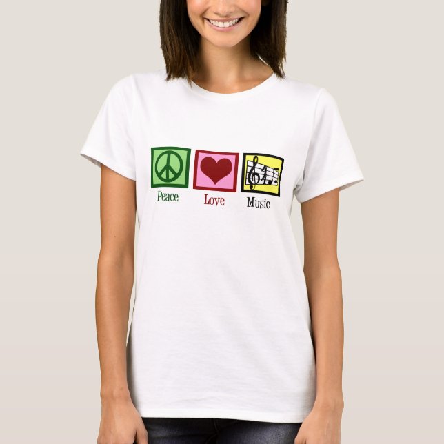 T-shirt Peace Love Music (Devant)