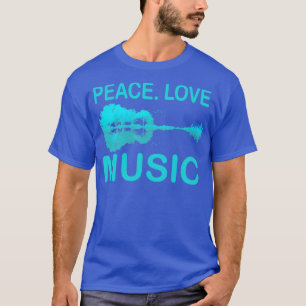 T-shirt Peace Love Musique Guitar Lake Shadow Hippie