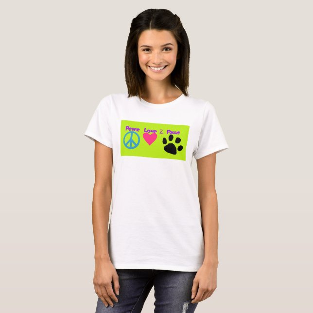 T-shirt Peace Love & Paws (Devant entier)