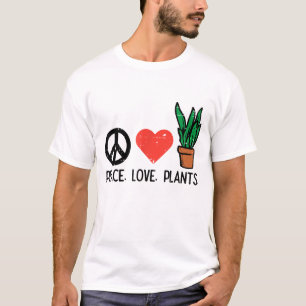 T-shirt Peace Love Plantes Jardinage Hippie Gardener Homme