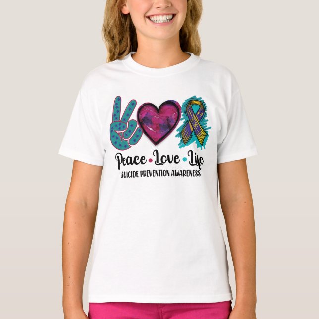 T-shirt Peace Love Prévention du suicide (Devant)