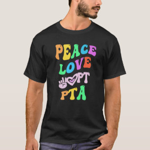 T-shirt PEACE LOVE PTA Retro Parent Teacher Association Gr
