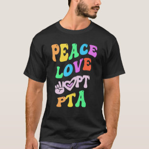 T-shirt PEACE LOVE PTA Retro Parent Teacher Association Gr