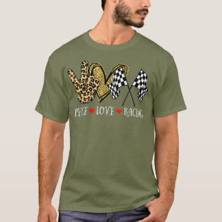 T-shirt Peace Love Racing Leopard Racing