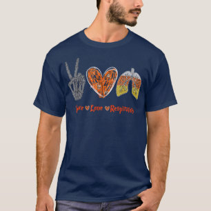 T-shirt Peace Love Respiratory Therapist Costume d'Hallowe