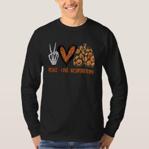 T-shirt Peace Love Respiratory Therapist Costume d'Hallowe