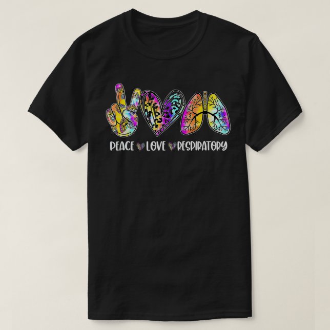 T-shirt Peace Love Respiratory Therapist Leopard RT Regist (Design devant)