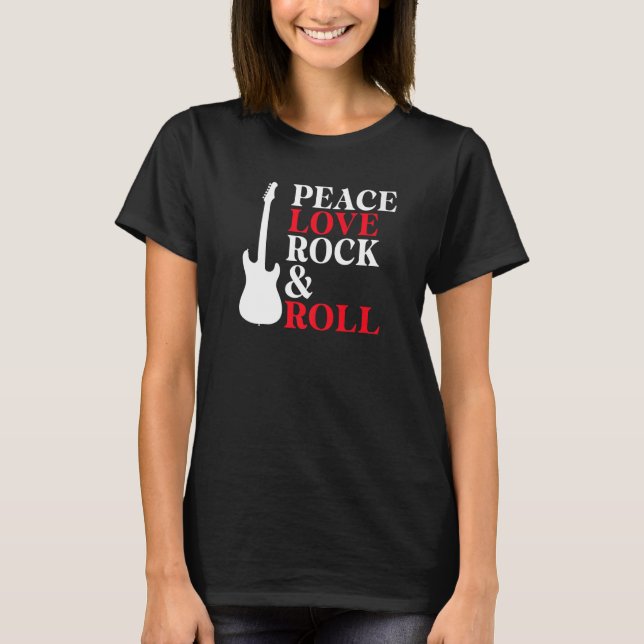 T-shirt Peace Love Rock and Roll Rocker   (Devant)