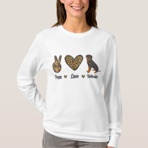 T-shirt Peace Love Rottweiler Lover Pet Dog Puppy Propriét