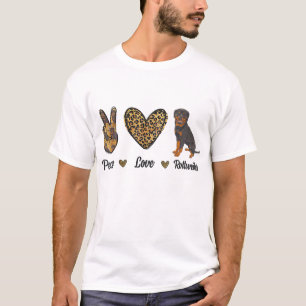 T-shirt Peace Love Rottweiler Lover Pet Dog Puppy Propriét