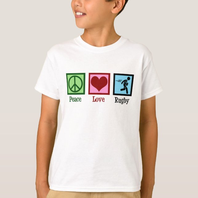 T-shirt Peace Love Rugby Kids (Devant)