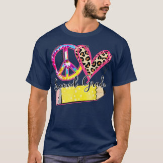 T-shirt Peace Love Second Grade Funny Tie Dye Student Teac
