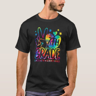 T-shirt Peace Love Septième Année Retour À L'École Équipe 