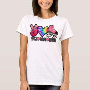 T-shirt Peace Love Skate - Tie Dye Roller Skater Heart Ska