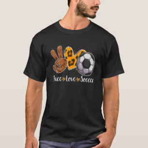 T-shirt Peace Love Soccer Empreinte de léopard Cheetah Mot