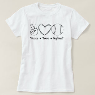 T-shirt Peace Love Softball Drôle Citation Softball dit