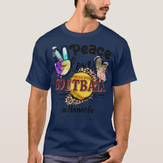 T-shirt Peace Love Softball Nene Life Mom Grandma Leopard 