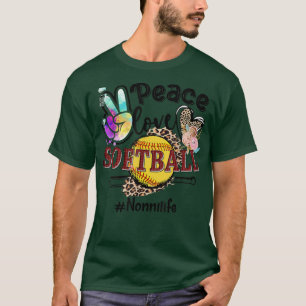 T-shirt Peace Love Softball Nonni Life Maman Grand-mère Le