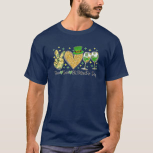 T-shirt Peace Love St Patrick's Day Cheer Boire Parties sc
