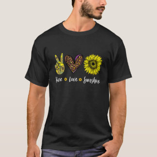 T-shirt Peace Love Sunshine Sunflower Hippie Sunflower