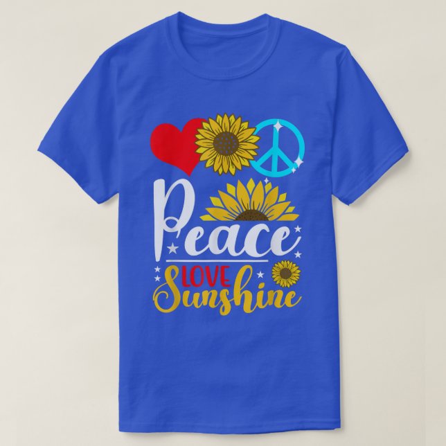 T-shirt Peace Love Sunshine Sunflower Hippie Sunflower Lov (Design devant)