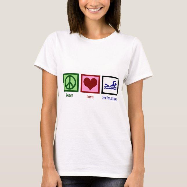 T-shirt Peace Love Swimming (Devant)
